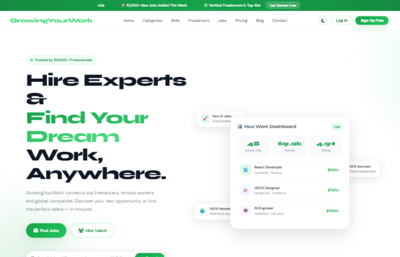 GrowingYourWork Freelance Service Website Template