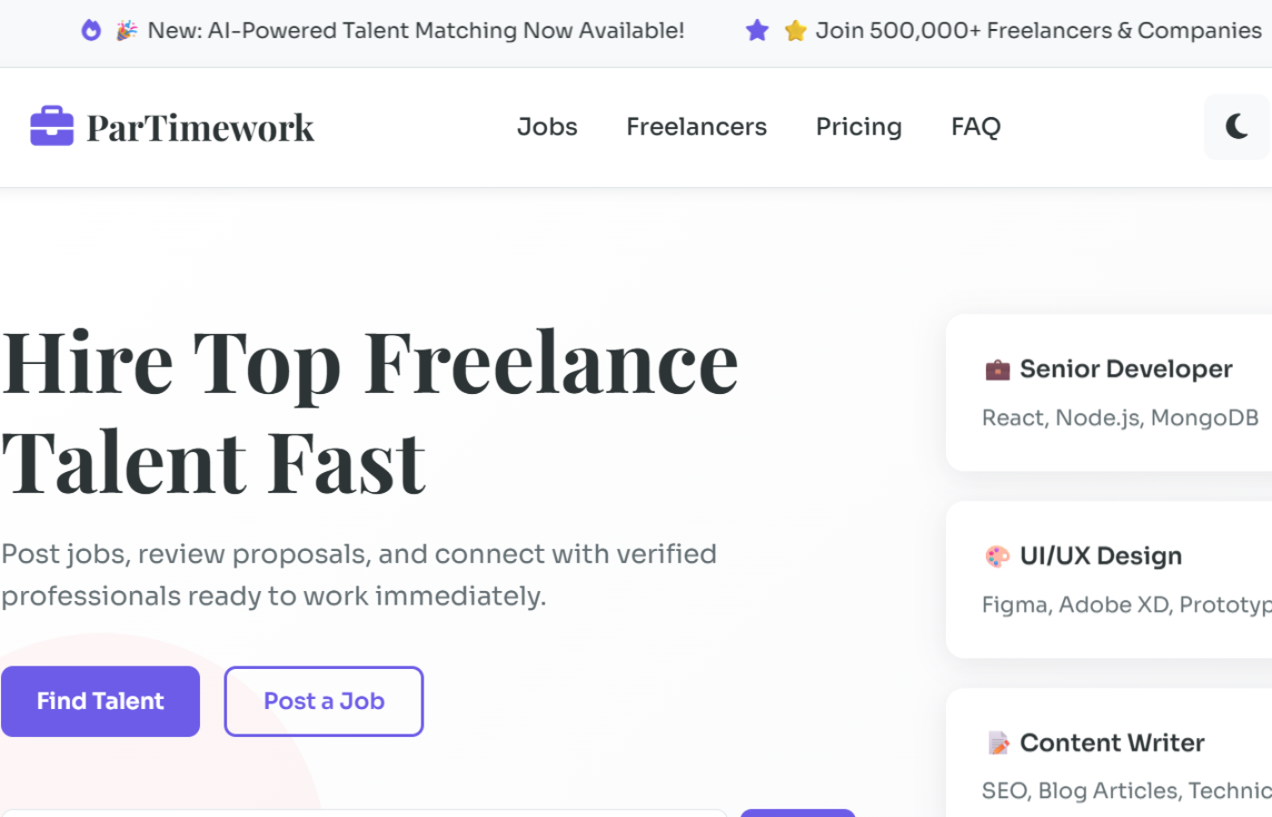 PartimeWork Freelancer Marketplace Website Template